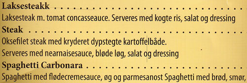 Udsnit af menukortet