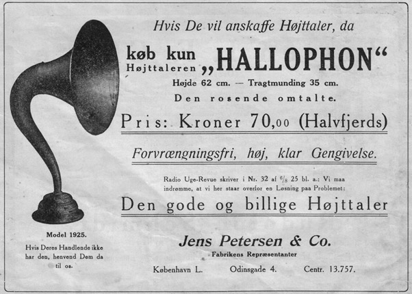 Højttaler-reklame 1925 Højttaler-reklame 1925