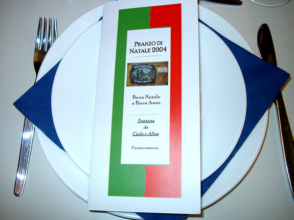 Kuvert med italiensk julemenukort