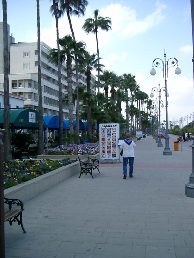 The sea front promenade in Larnaca.
