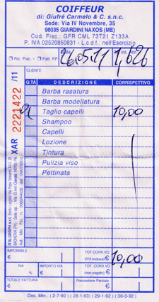 Kvittering for klipningen