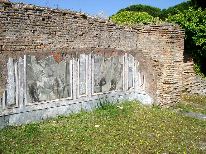 Wall with marble in Ostia Antica