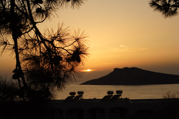 Sunset behind Telendos