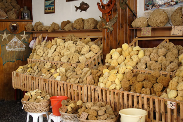 Shop with sponges in Kalymnos