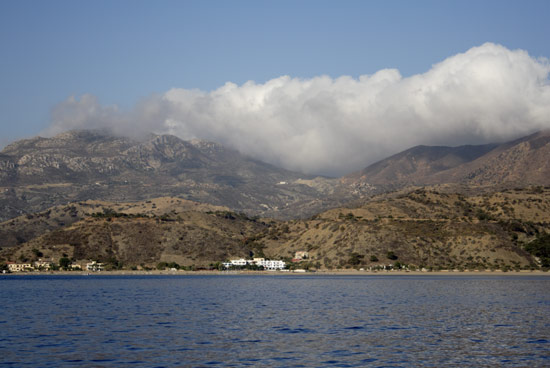 Clouds shroud the mountains of Karpathos.