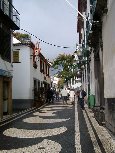 Street with mosaics in Funchal.