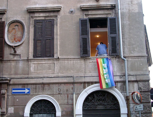 House with pace flag in Trastevere