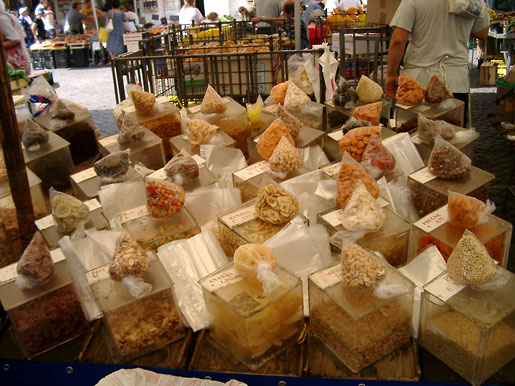 Dried fruit and spices at Campo dei Fiori in Rome