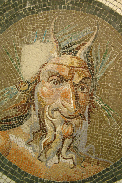 Gammel romersk mosaik p&aring; nationalmuseet i Rom