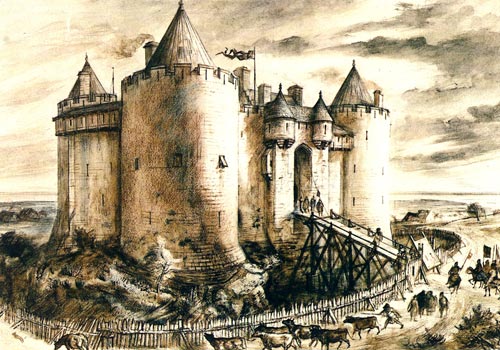 Dirleton Castle - som det kan have set ud