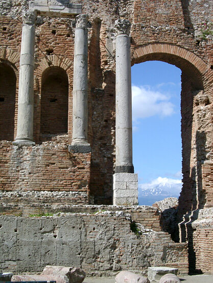 Taormina's Greek Theatre with a view to Etna