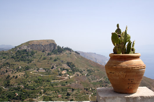 Udsigt mod nord fra Castelmola p&aring; Sicilien