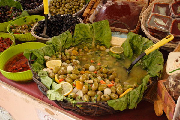 Delikatesser p� markedet i Siracusa